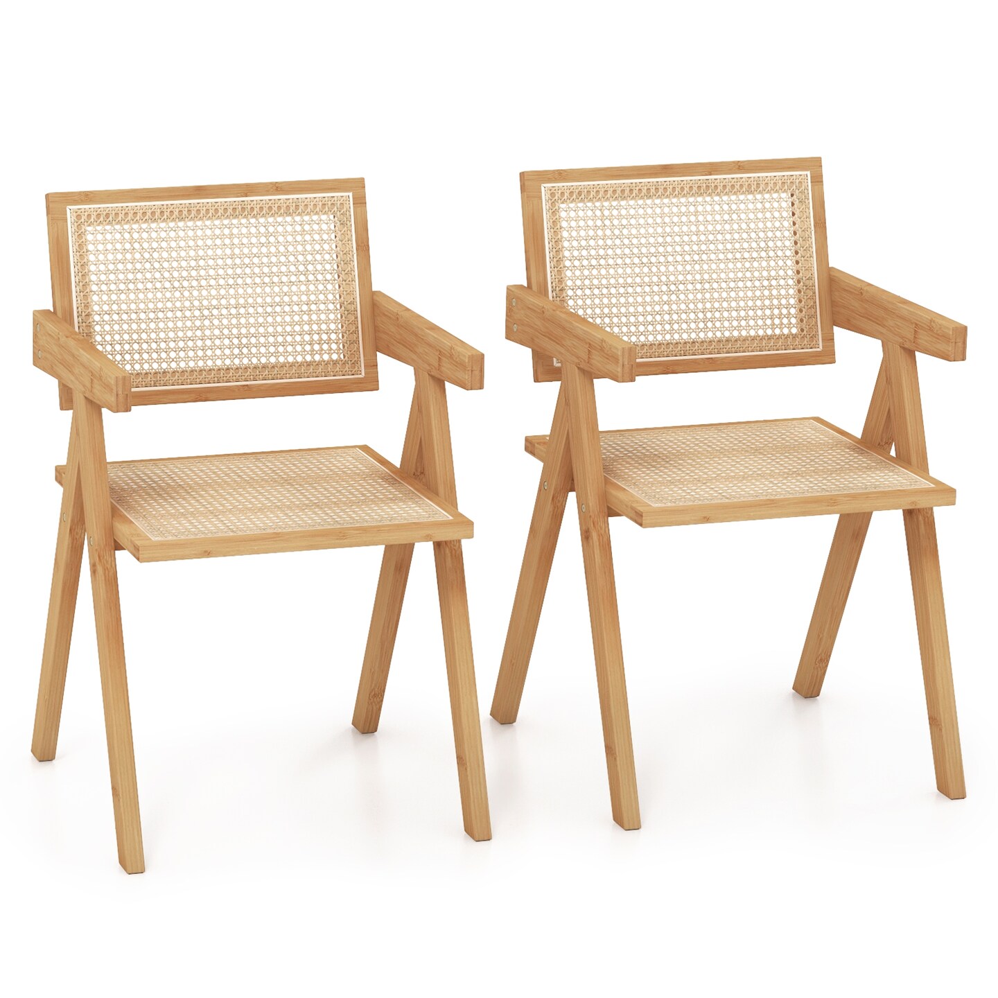 Wicker Rattan Dining Chair with Armrest and Backrest Polyester Polypropylene polythyelene Natural