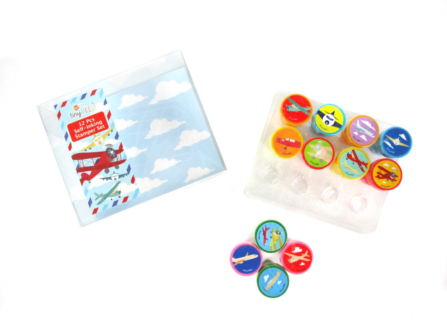 TINYMILLS 12 Pcs Airplane Stamp Kit