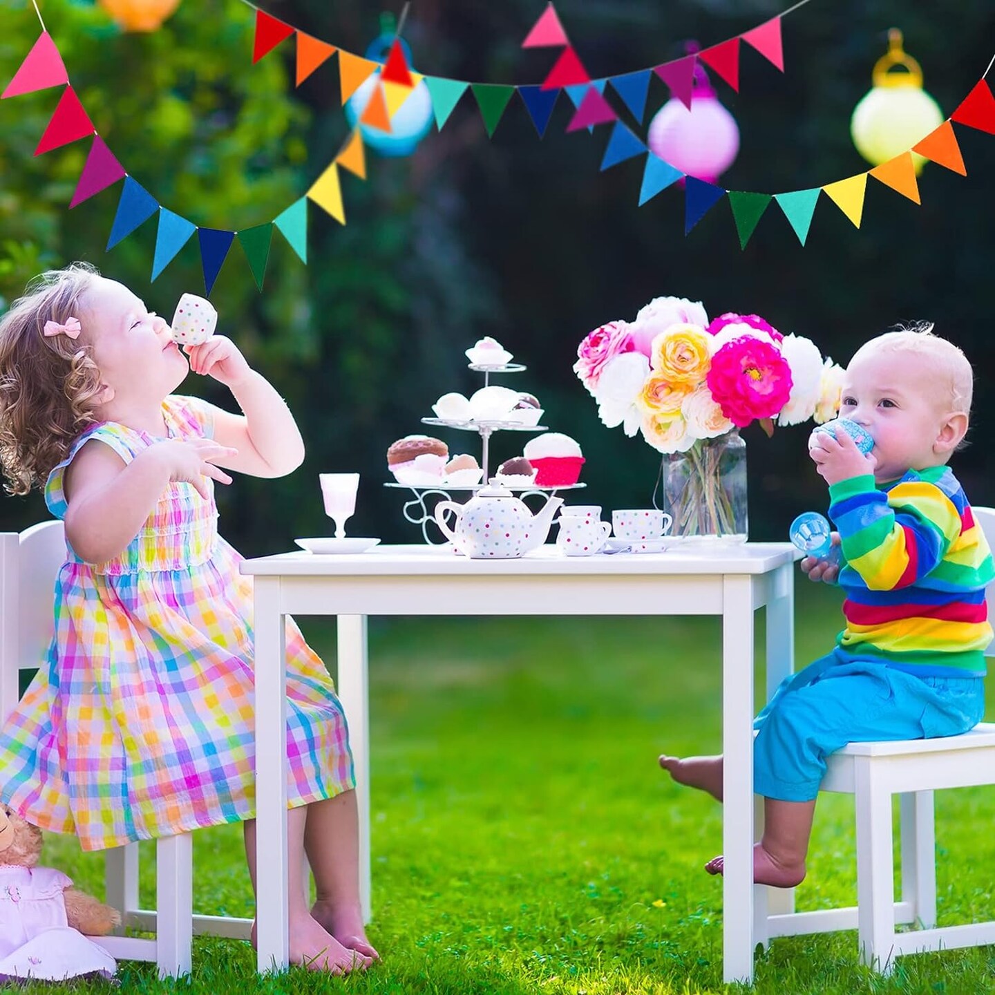 6 Sets Rainbow Pennant Banner Garland Multicolor Bunting Felt Fabric Pennant Banners Flags Rainbow Bunting for Birthday Party Festival Decorations (Rainbow Colors)