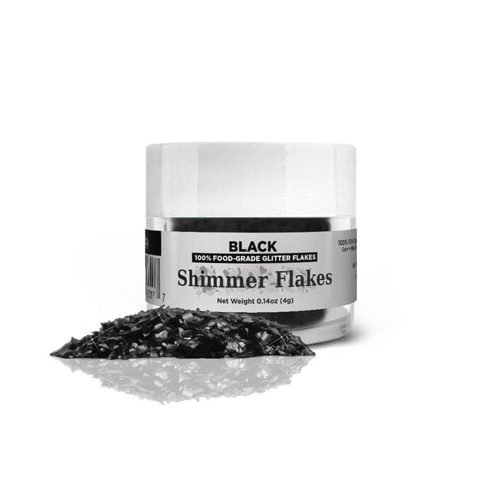 Black Edible Shimmer Flakes 4 Gram Jar