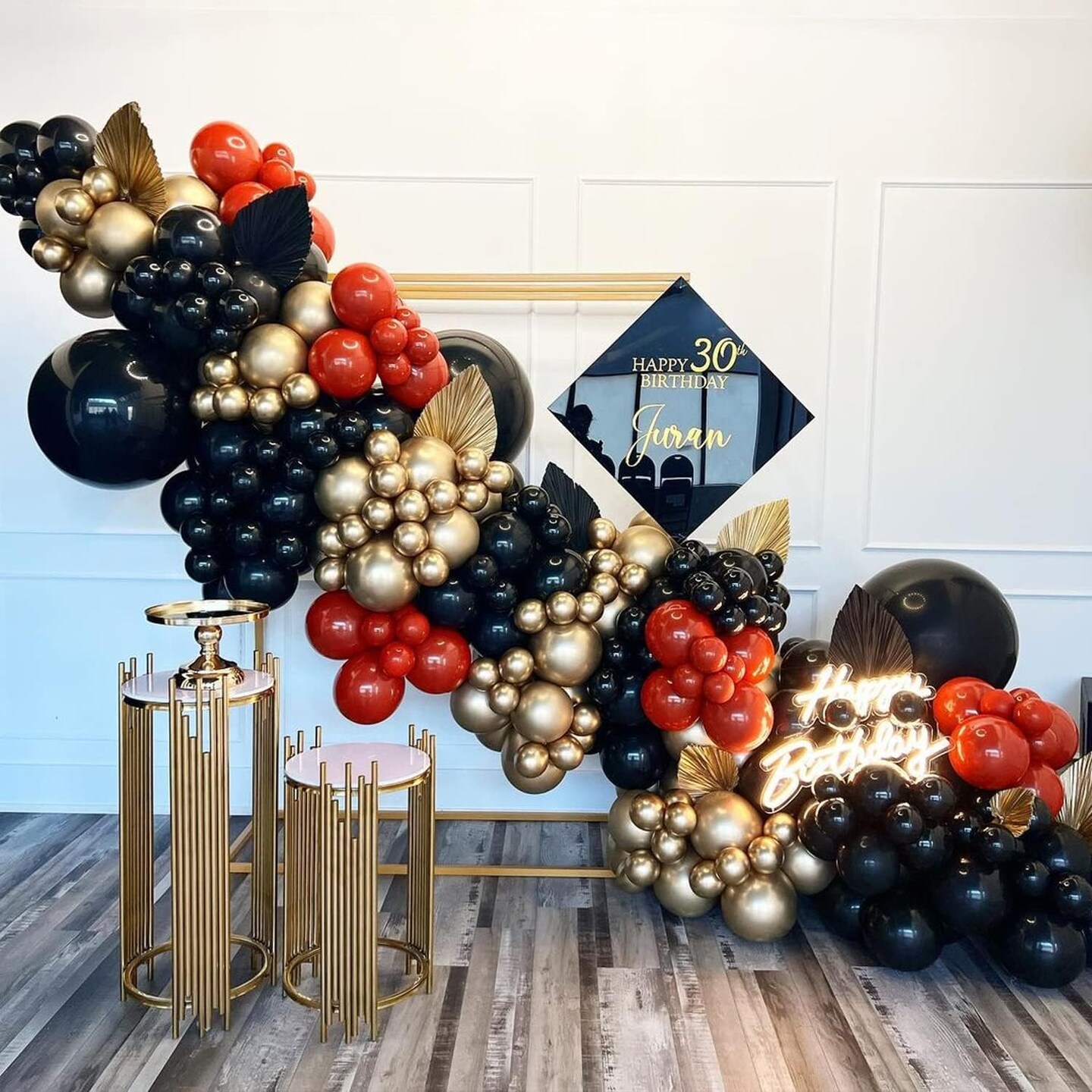Red Black and Gold Balloons Garland Kit, 124pcs Red Black Metallic Gold Confetti Balloon Arch Kit for Wedding, Birthday Graduation Baby Shower Celebrations Anniversary Party Decorations