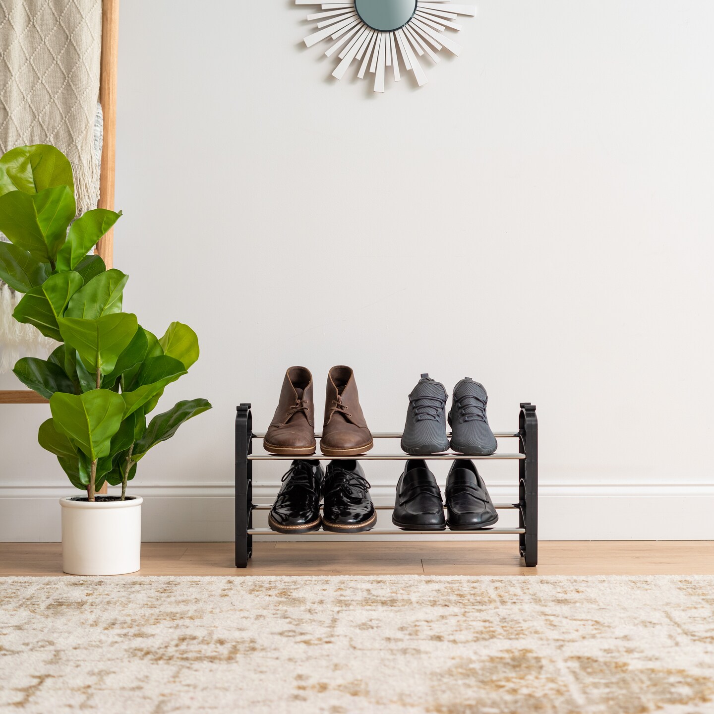 IRIS USA 2-Tier 6 Pairs Slim Metar Shoe Racks for Entryway