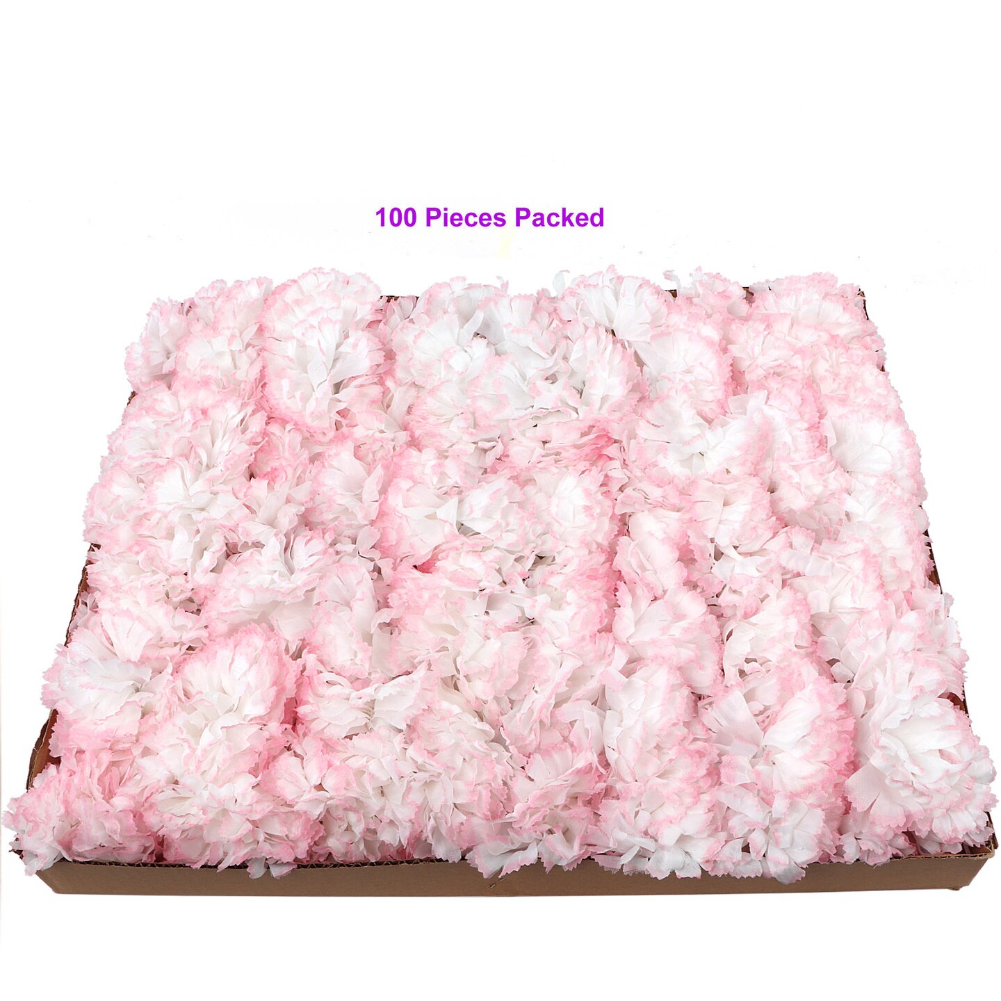 100-Pack Peppermint Carnation Picks with 5-Inch Stems and 3.5-Inch Blooms, Festive Floral Accents for Weddings, Events, and Holiday Decor, Floral Home by Artificial Flowers