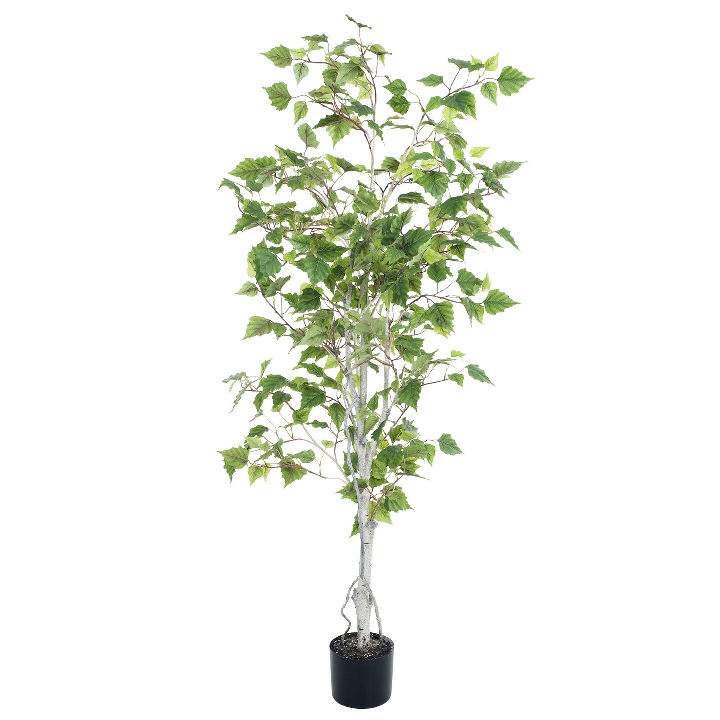 Birch Artificial Tree 60 Inch Potted Faux Plant Green Leaves Indoor Decor