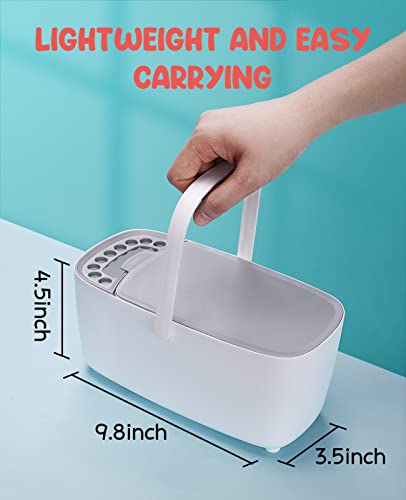 Paint Brush Cleaner - Paint Brush Holder with Palette and Handle, Paint Brush Rinser for Acrylic, Watercolor, and Water-Based Paints, Painting Art Supply Storage Organizer (White+Grey)