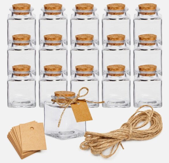 15 Pack Small Glass Bottles with Cork