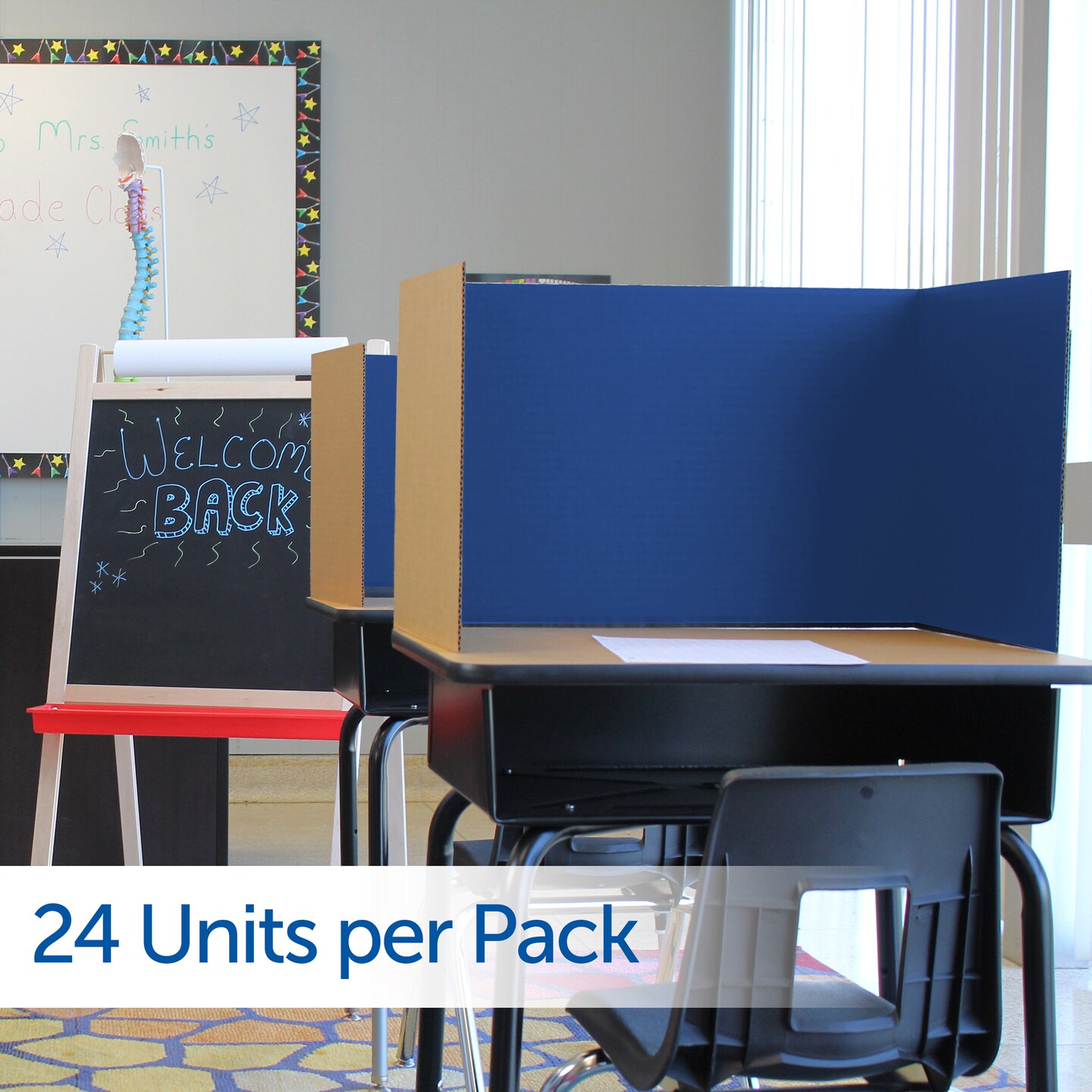 Flipside Products 18”x 48” Study Carrels, Privacy Boards, Student Privacy and Focus Booth for The Classroom, Desk Divider