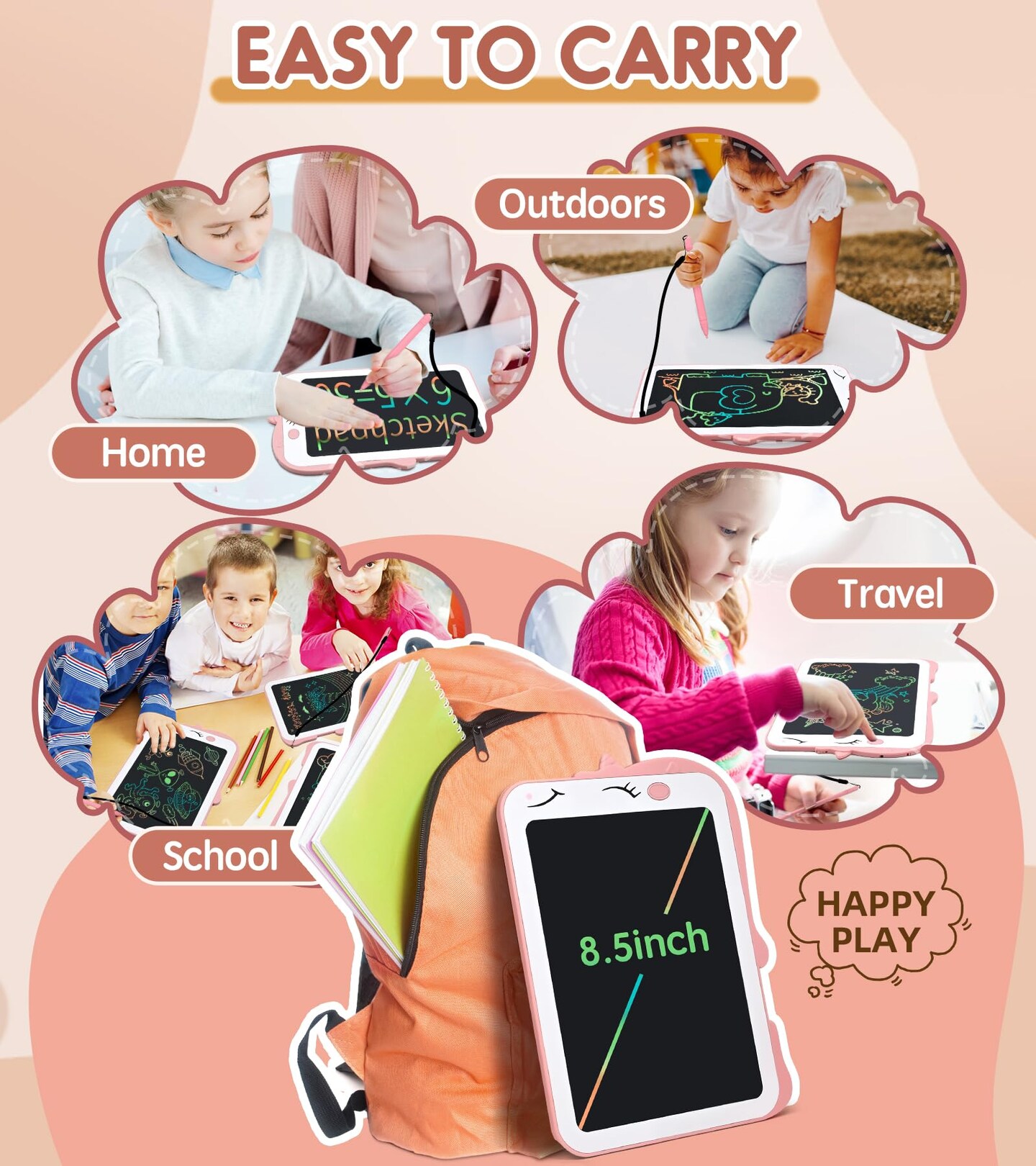 LCD Writing Tablet Kids Toys for Girls Boys Age 2-3 Gift Ideas, Unicorn Colorful Doodle Board Educational Learning Toys for Children 3 4 5 6 7 8 Years Old, Toddler Drawing Pad Travel Toys