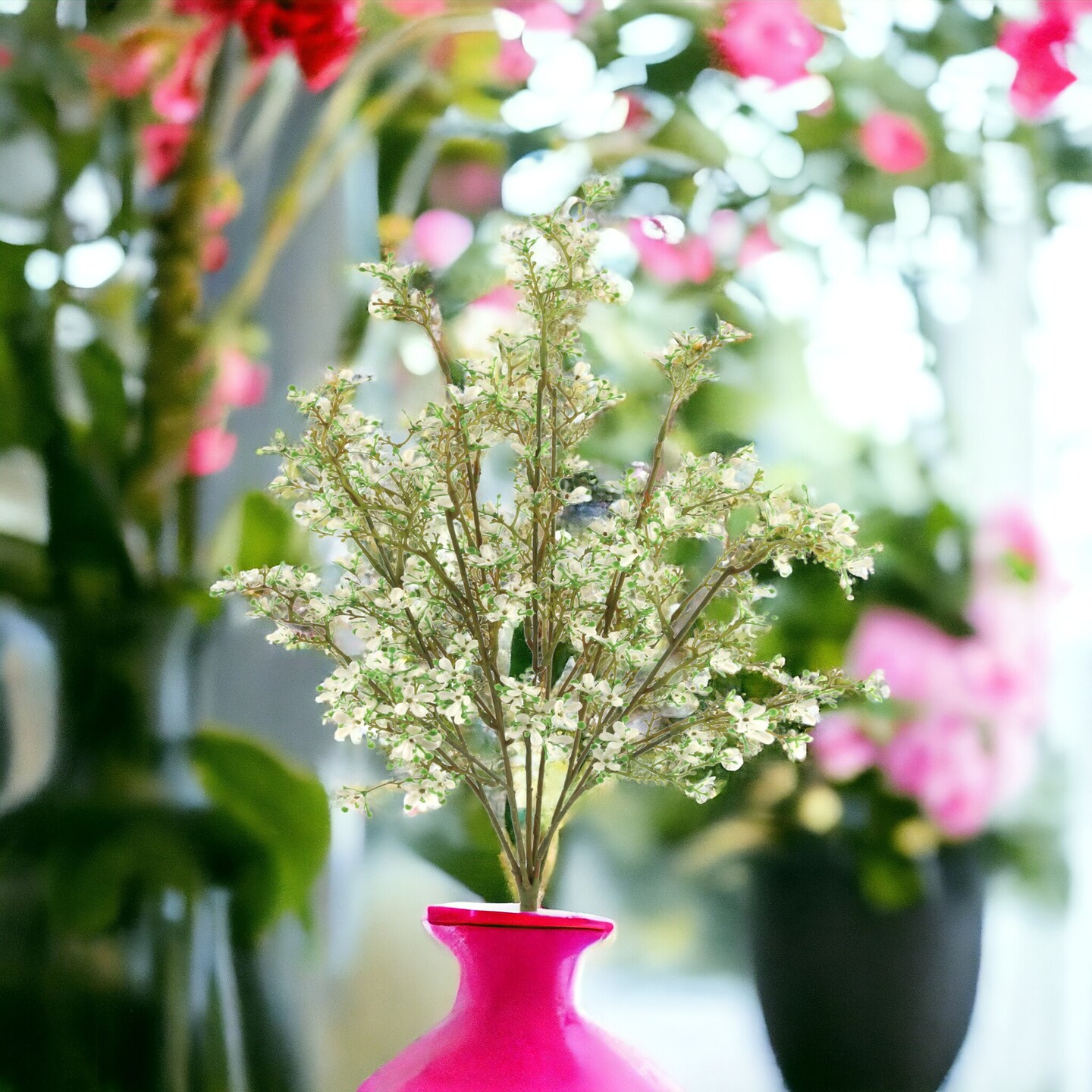 22" Mini White Flower Bush - 12-Pack, 14 Sprays, Realistic Artificial Floral, Ideal for Bouquets, Centerpieces & Home Décor - Spring & Wedding Accents, Floral Home by Artificial Flowers