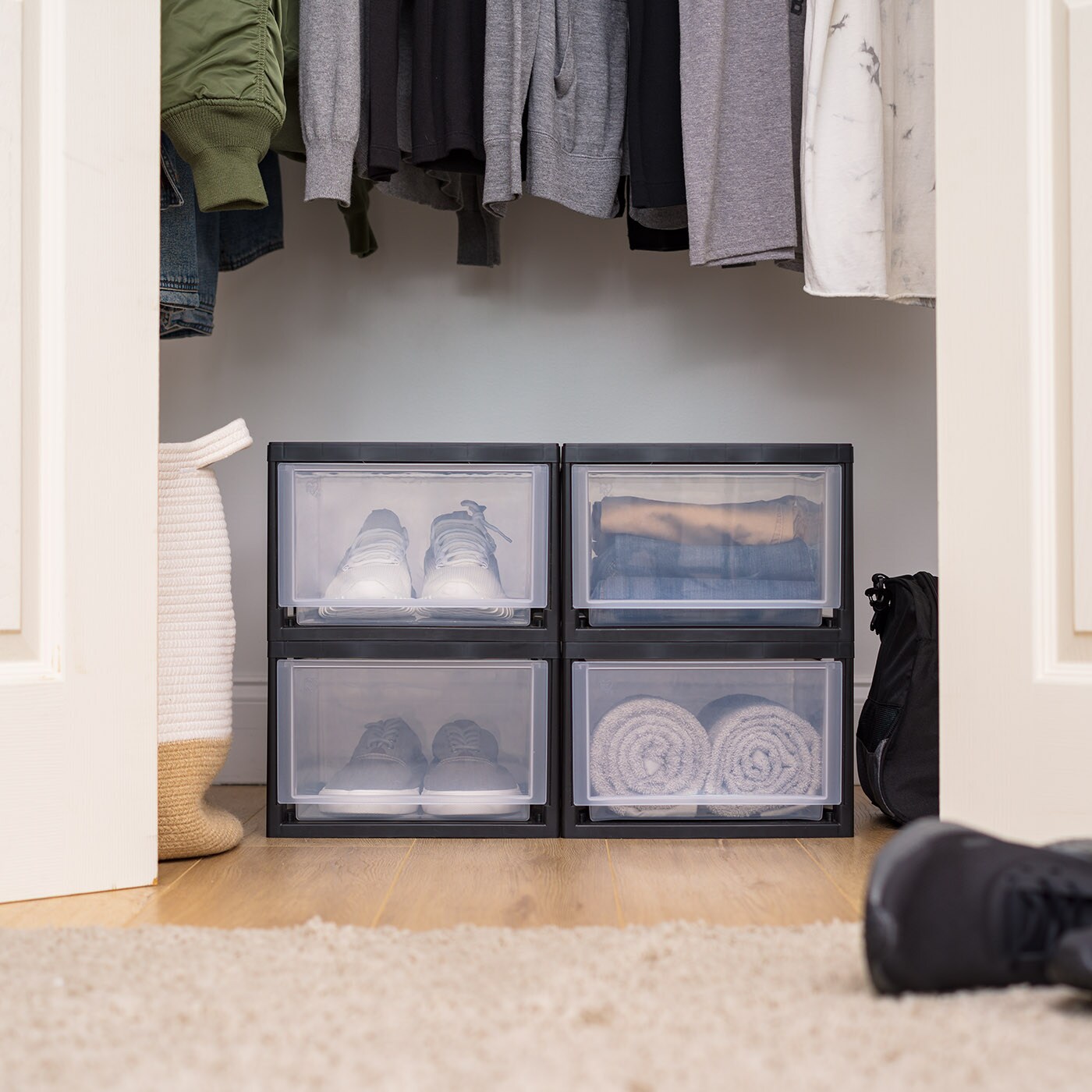 IRIS USA Stackable Modular Plastic Storage Drawers
