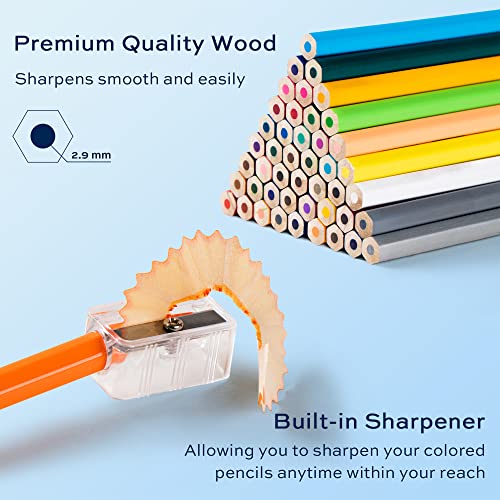 48 Pieces Colored Pencils for Adult Coloring Books, Soft Core, Art Drawing Pencils for Artists Kids Beginners, Coloring Pencils Set with Sharpener for Coloring, Sketching, Painting