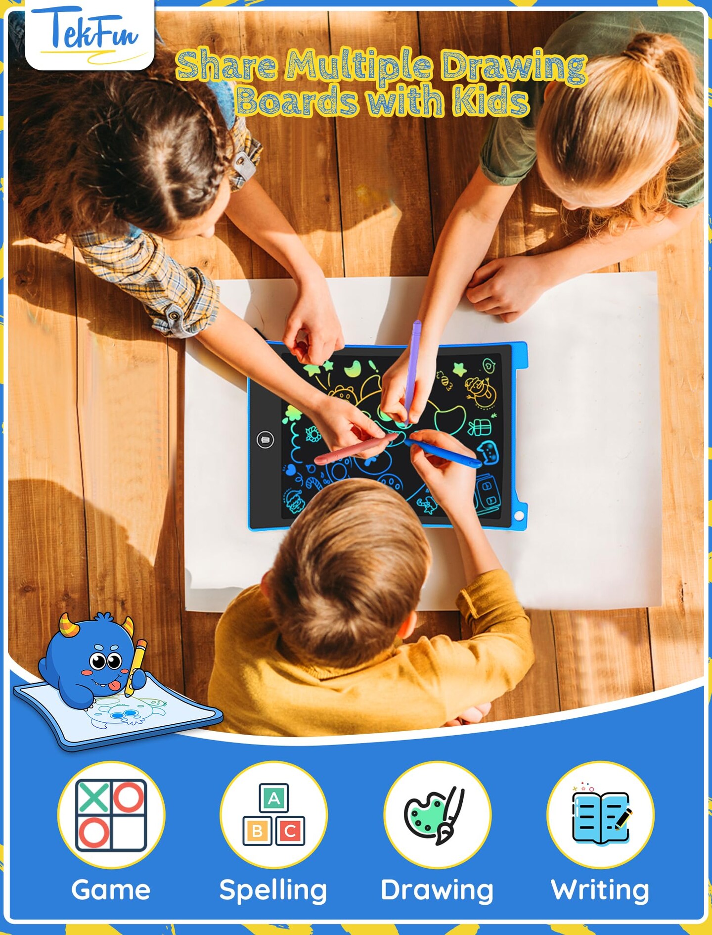 2 Pack 10in LCD Writing Tablet Coloring Doodle Drawing Board Pad for Kids with Stylus, Car Trip Educational Toys Easter Toys Birthday Gift for Toddlers 3 4 5 6 7 Kids Girls Boys