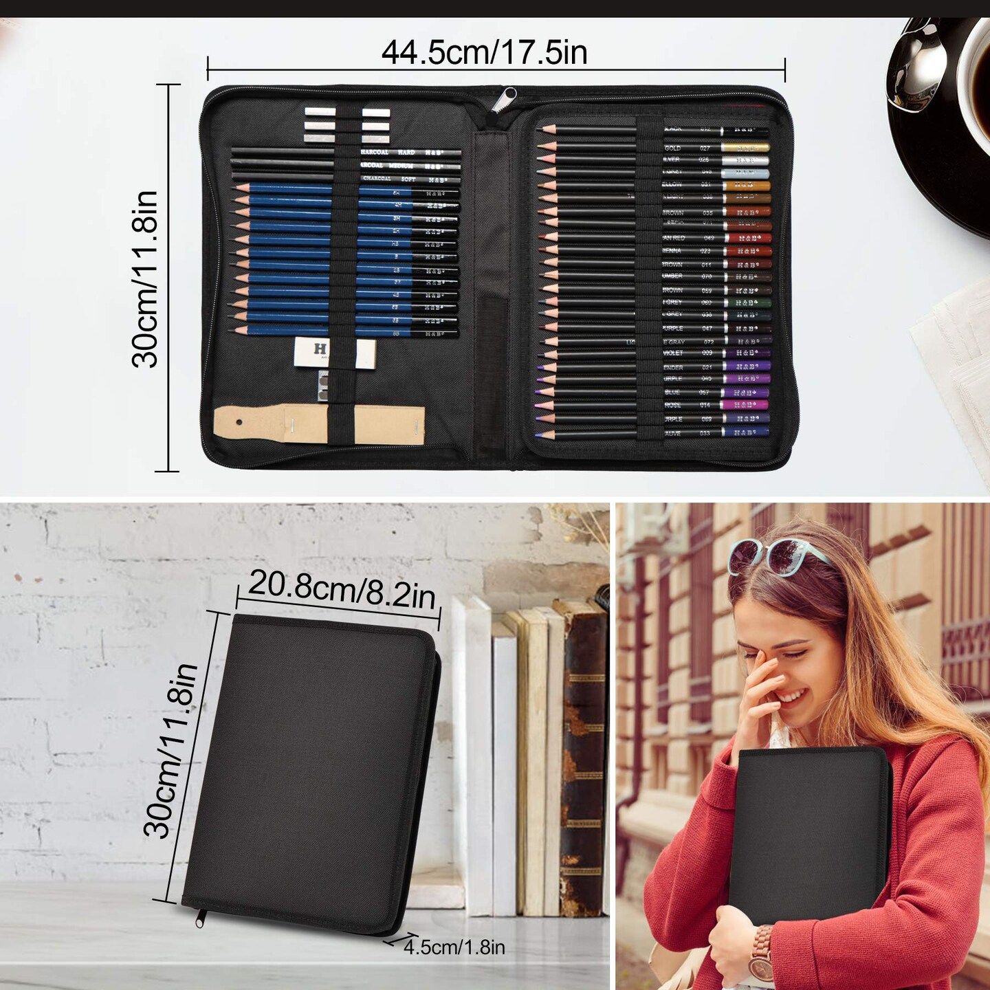 96 Pieces Art Supplies Drawing and Sketching Colored Pencils Set ,Graphite Charcoal Professional Artists Pencils Kit,Gifts for Kids &#x26; Adults Drawing Tool Set