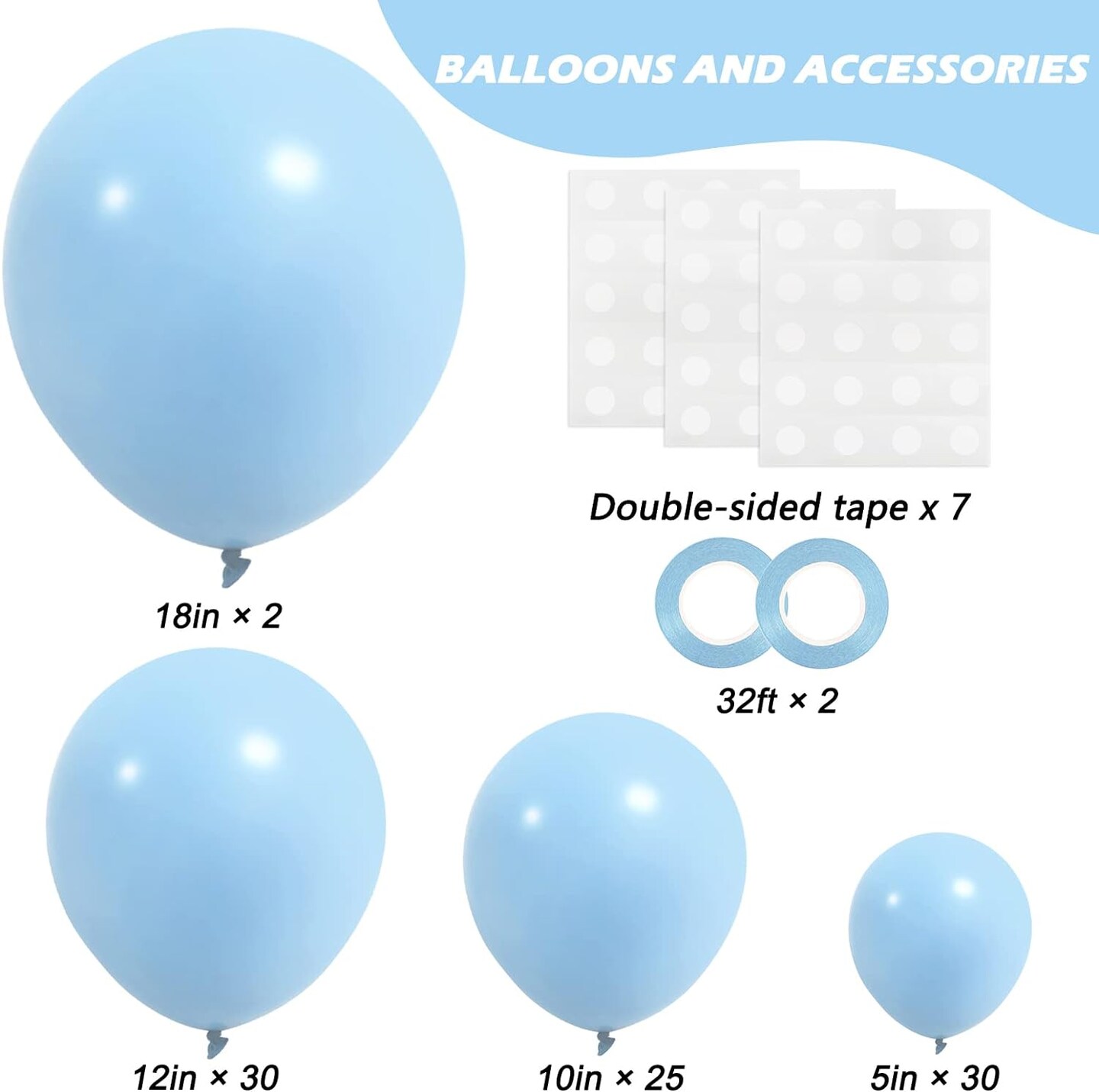 87pcs Pastel Blue Balloons Different Sizes 18 12 10 5 Inches for Garland Arch, Premium Blue Latex Balloons for Birthday Wedding Baby Shower Bridal Shower Party Decorations