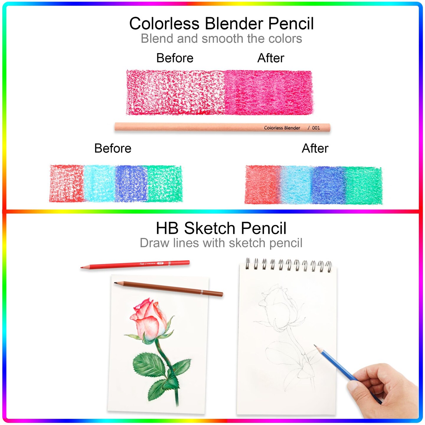 55 Pack Colored Pencils Set for Adult Coloring,52 Colors Coloring Pencils with Extras,Drawing Pencils Art Craft Supplies for Adults Beginners