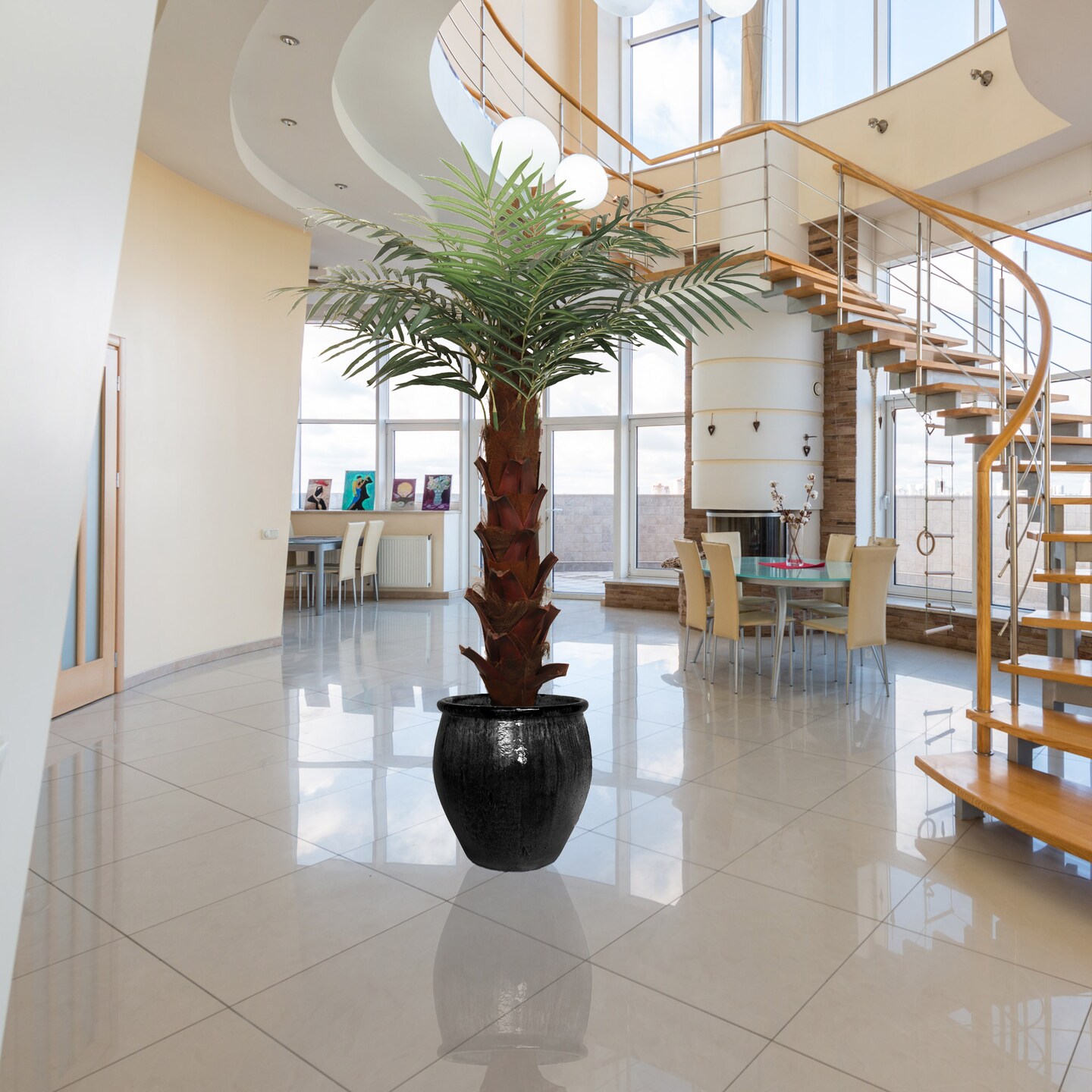 2-Pack: 6ft Areca Palm Tree in Black Pot with Silk Leaves, Floral Home by Artificial Flowers