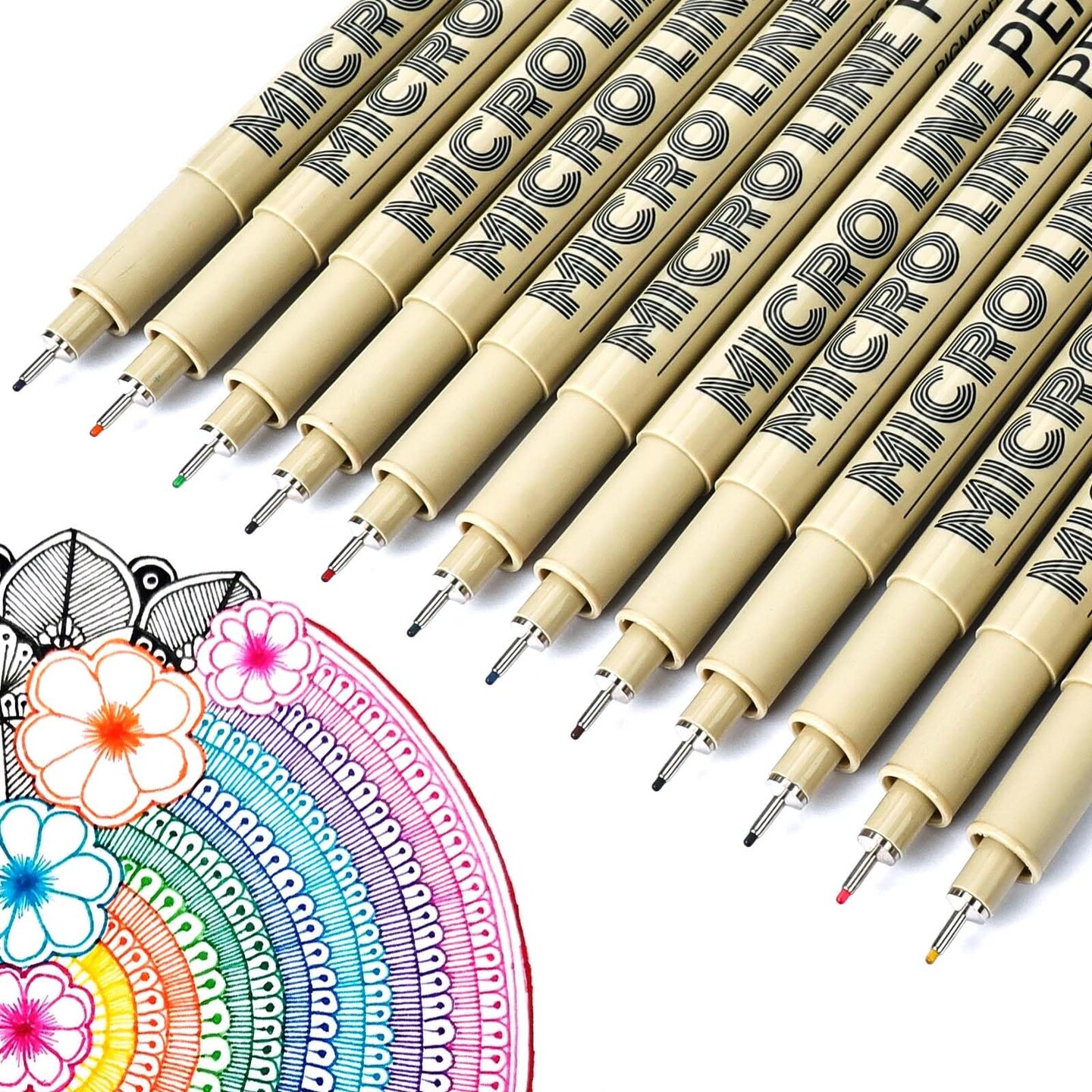 12 Colors 05 Micro Fineliner Drawing Art Pens, Waterproof Archival Ink Pens, 0.45mm Multiliner Fine Liner Pens for Illustration Technical Sketching Manga Scrapbooking Journaling Zentangle