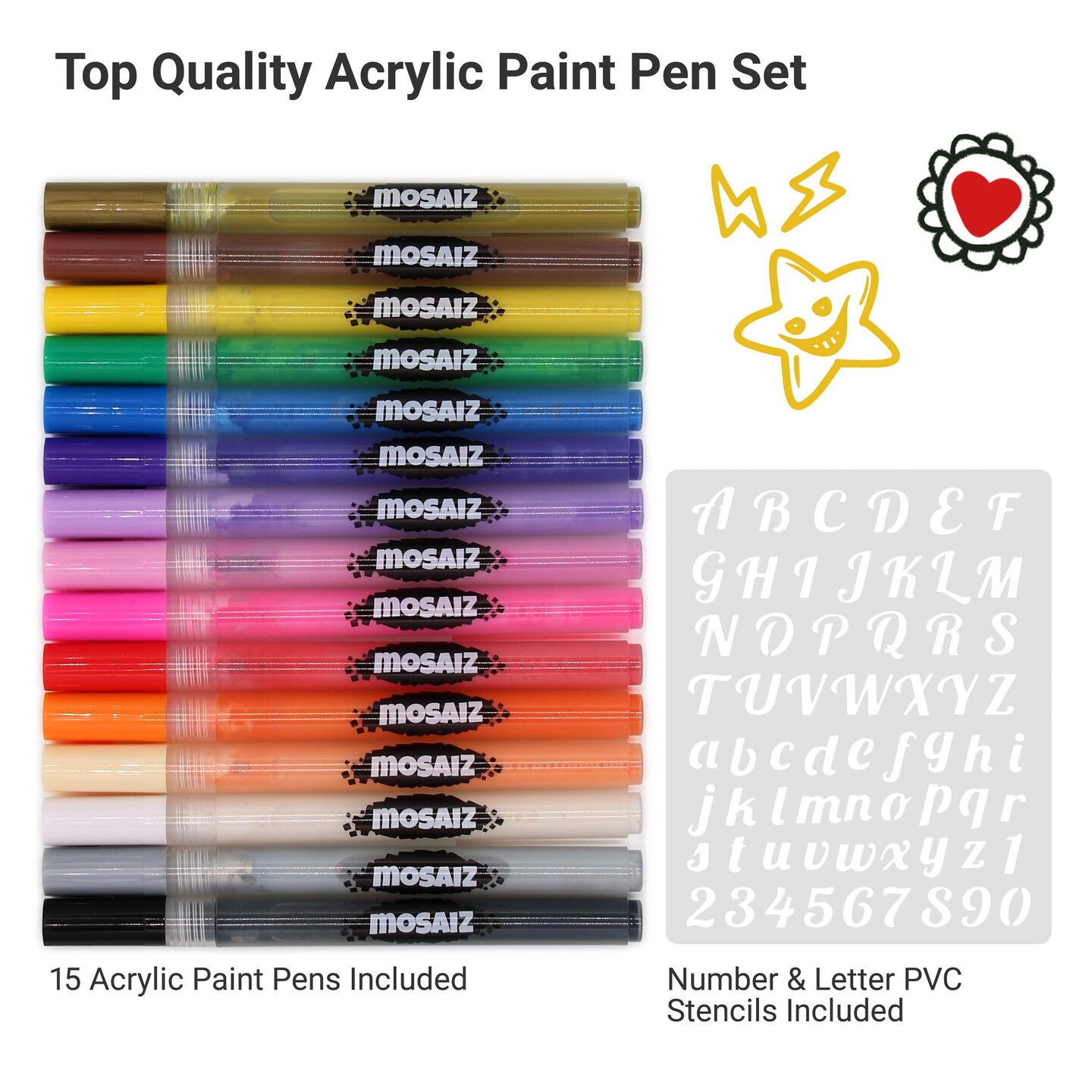 15 Colors Acrylic Paint Pens for Rock Painting including Gold and Silver Metallic Acrylic Paint Markers 0.7 mm Fine Point Pen for Glass, Wood Crafts, Metal