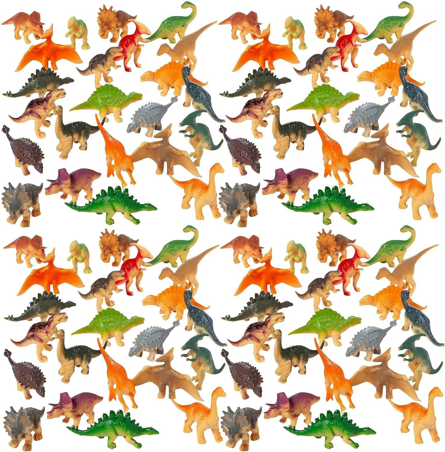Mini Dinosaur Toy Set for Kids 96 pcs Plastic Dinosaur Figures 2.5" Mini T-rex, Stegosaurus, Monoclonius, and More!