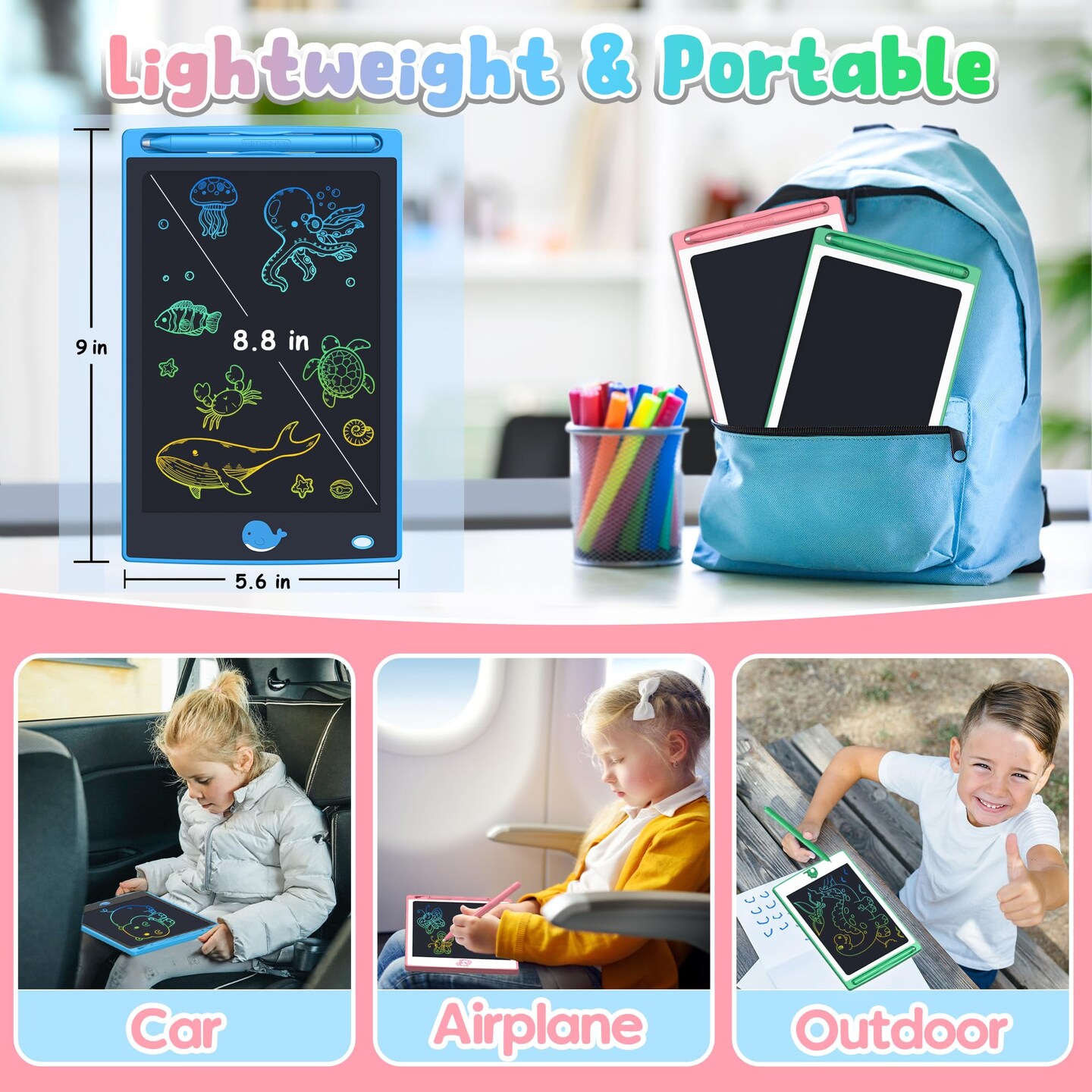 3 PCS in 1 Pack  Toys LCD Writing Tablet Toddler,Toys for Boys Girls 3 4 5 6 7 8year, Drawing Pad Toy Easter Basket Stuffers for Kids,Drawing Tablet Doodle Board Cute Dinosaur Unicorn 8.8 Inch