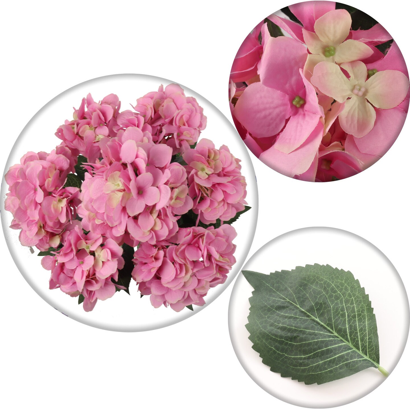 20-Inch UV Pink Hydrangea Bush with 7 Lifelike Silk Flowers for Indoor and Outdoor D&#xE9;cor, Floral Home by Artificial Flowers