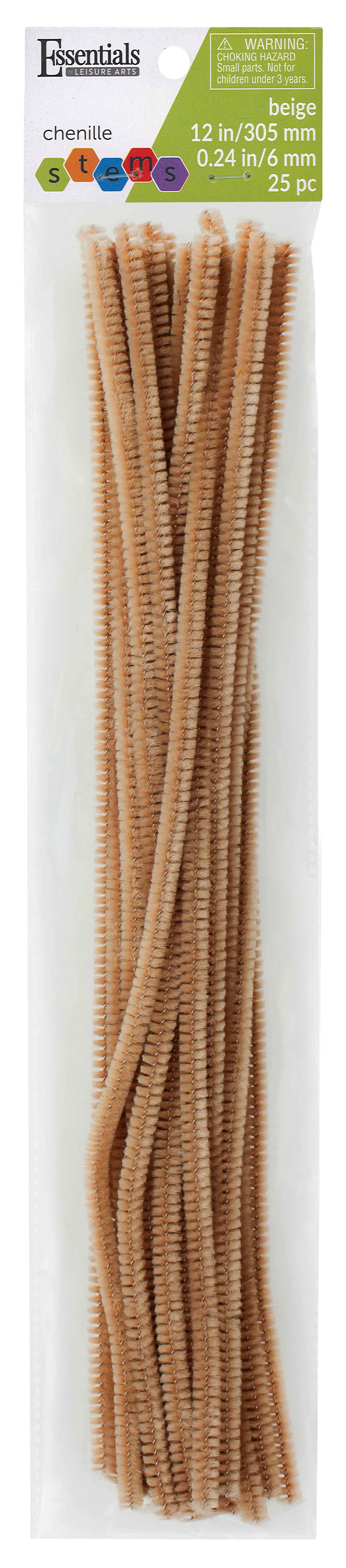 Essentials By Leisure Arts Arts Chenille Stem 12&#x22; 6mm Beige 25pc