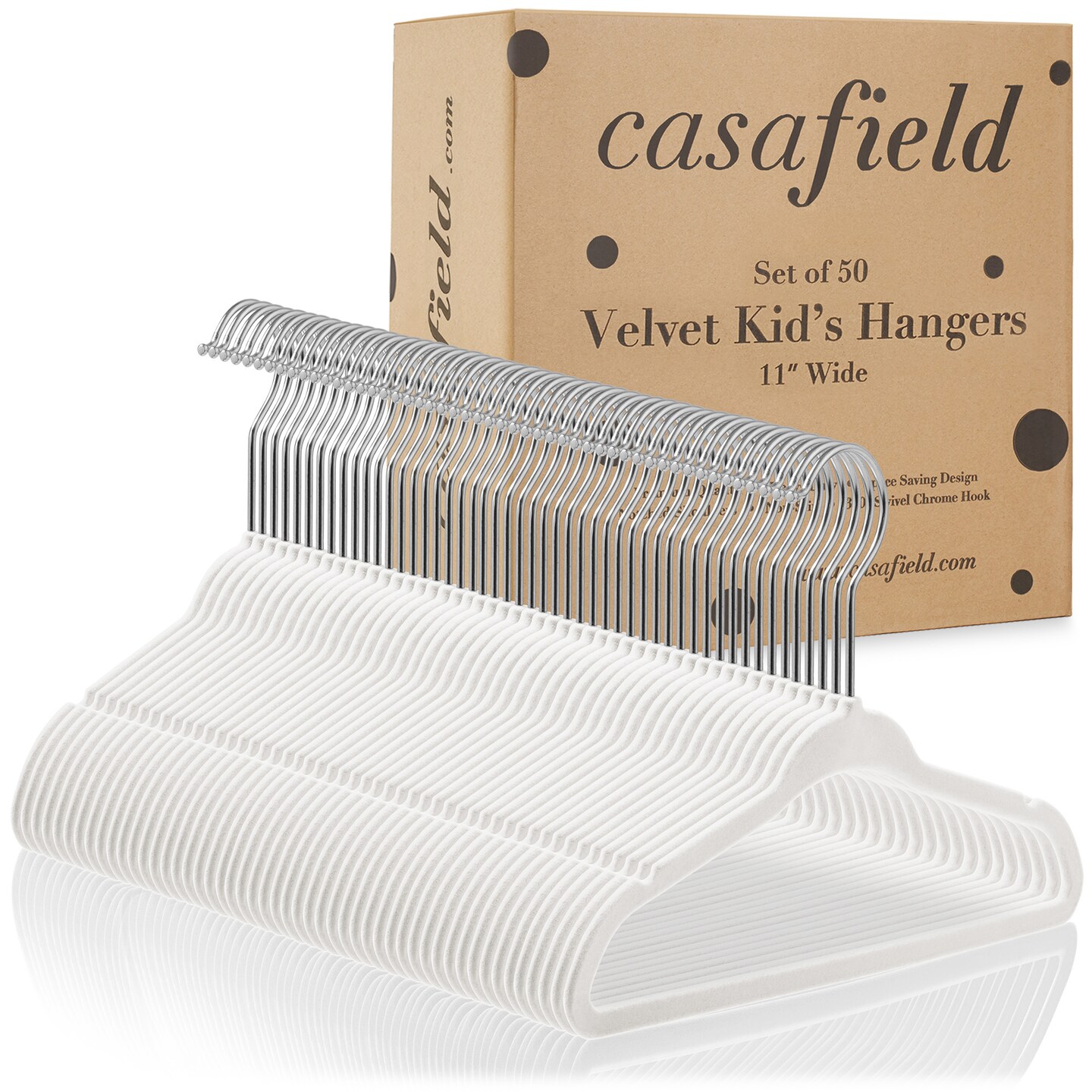 Casafield 50 Velvet Baby Hangers - 11" Size for Infant & Toddler Clothes