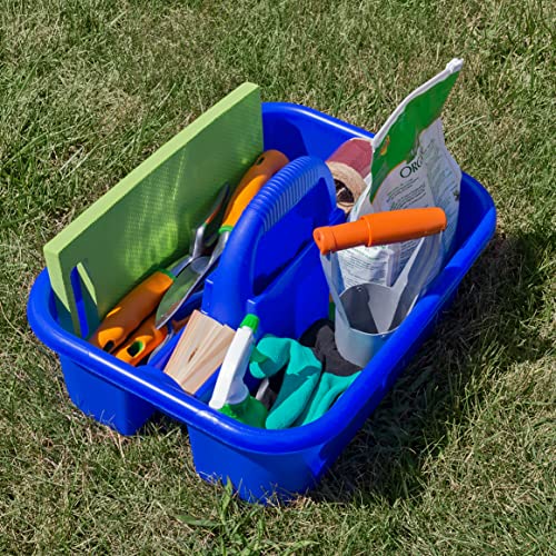 Plastic Tote Tool & Supply Cleaning Caddy with Handle, (18-3/8-Inch x 13-7/8-Inch x 9-Inch), Blue (09185BLUE)