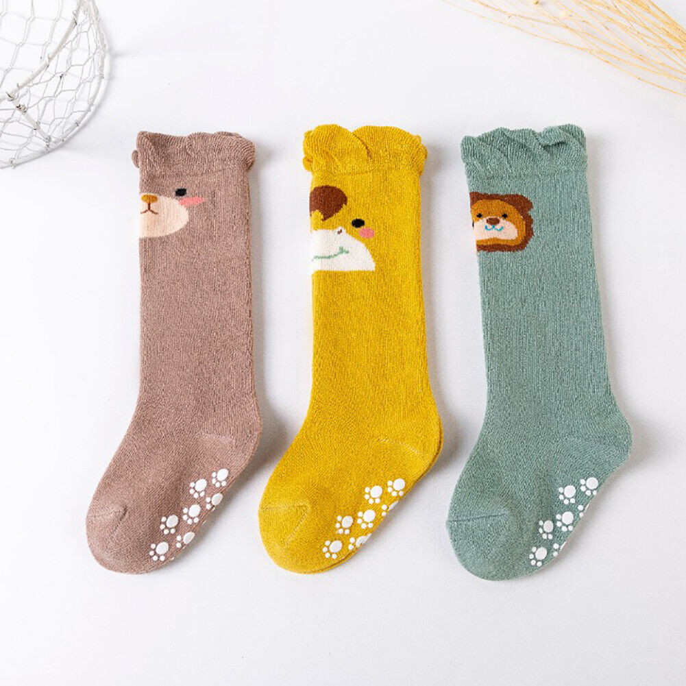 KItcheniva 3 Pairs Anti Slip Non Skid Newborn Long Stockings Socks
