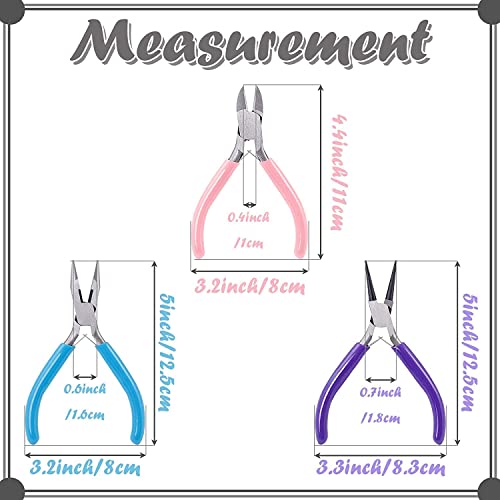 3 Pack Jewelry Pliers Set Tools Includes Needle Nose Pliers Round Nose Pliers Wire Cutters Chain Nose Pliers for Jewelry Making Repair, Wire Wrapping, Beading and Crafts