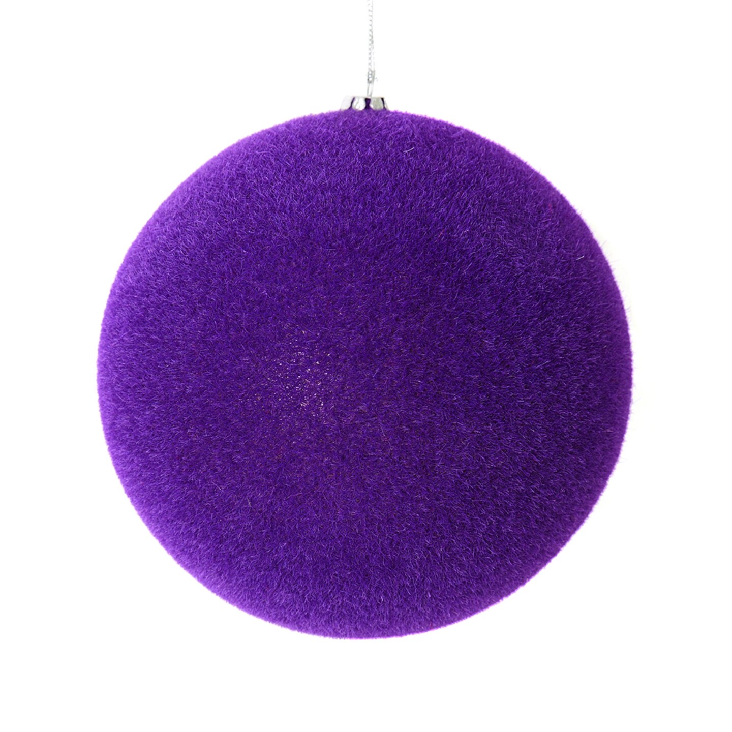 4&#x22; Purple Flocked Ball Ornament 6/Bg