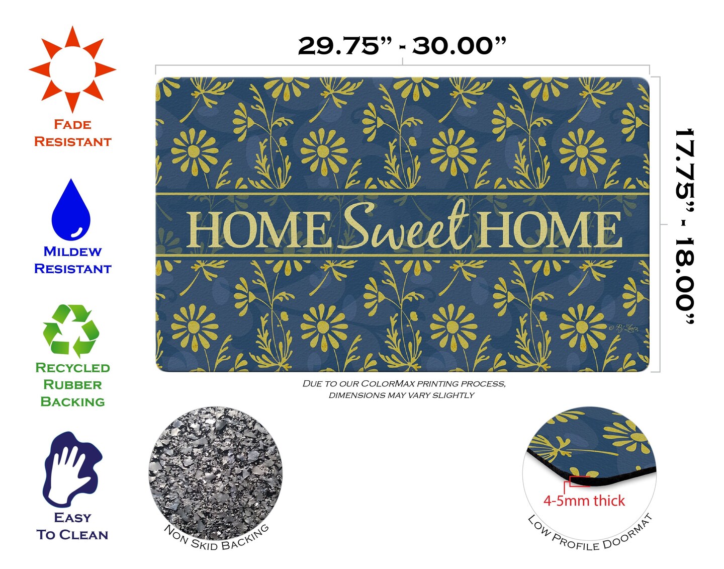 Sweet Flower Medley - Yellow Door Mat (18 x 30&#x22;)