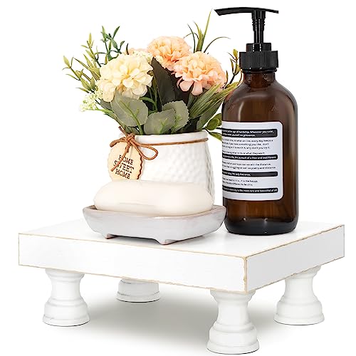 EOSAHR Decorative Wood Riser for Home Decor : Farmhouse Pedestal Stand for Display and Rustic Soap Holder for Sink Organizer - Retro Display Tray for Your Home, Livingroom, Bathroom,and Kitchen