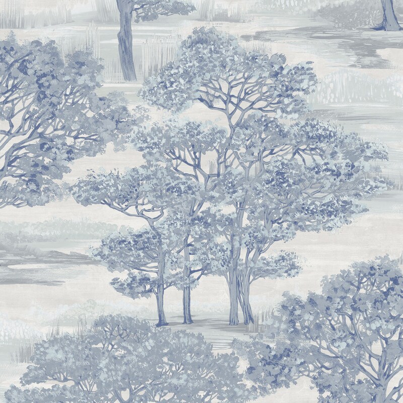 Tempaper Forest Toile Peel and Stick Wallpaper Ice Blue