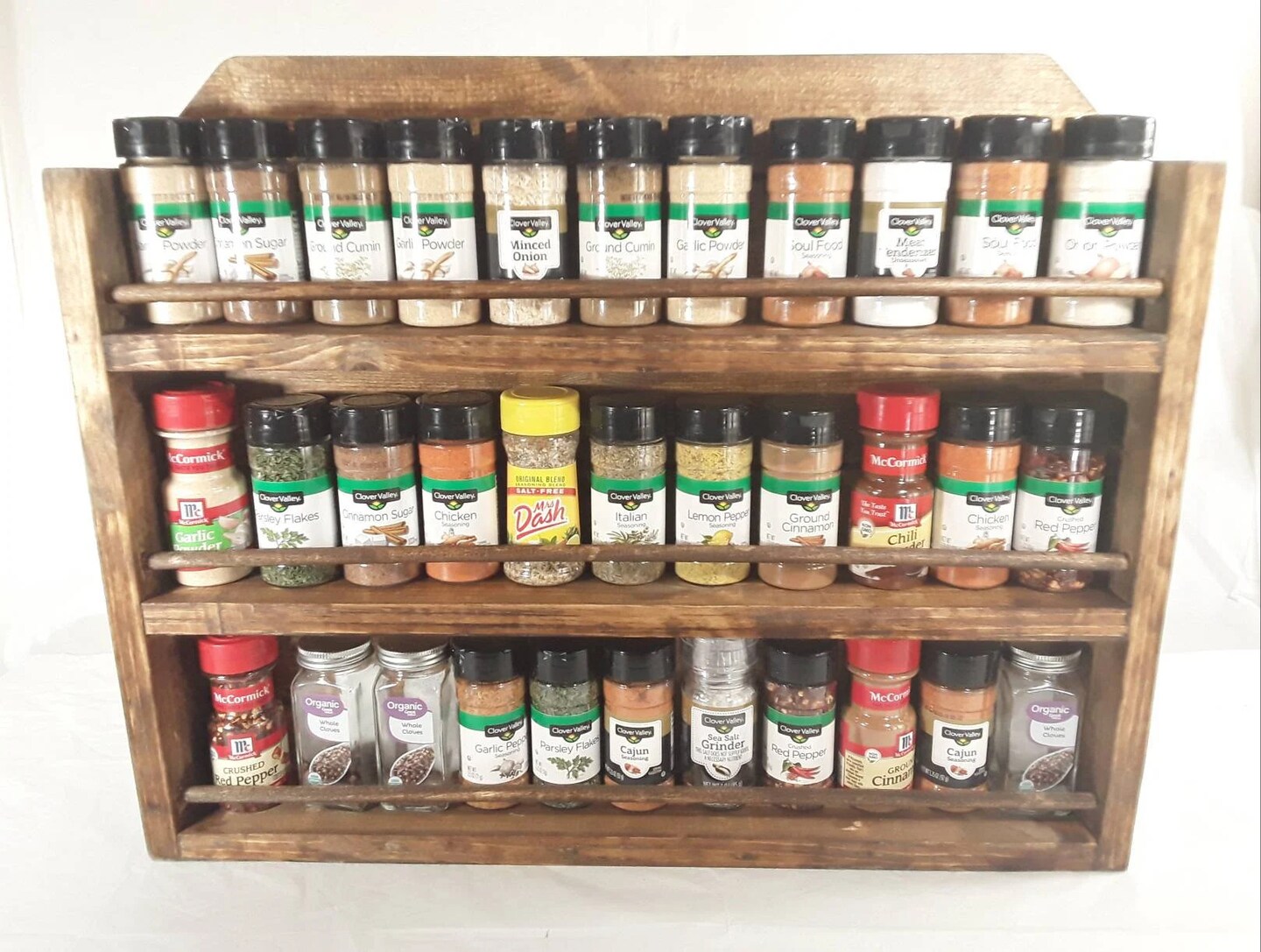 Rustic Spice Rack Organizer for Counter Top Kitchen. 3 tiers hold