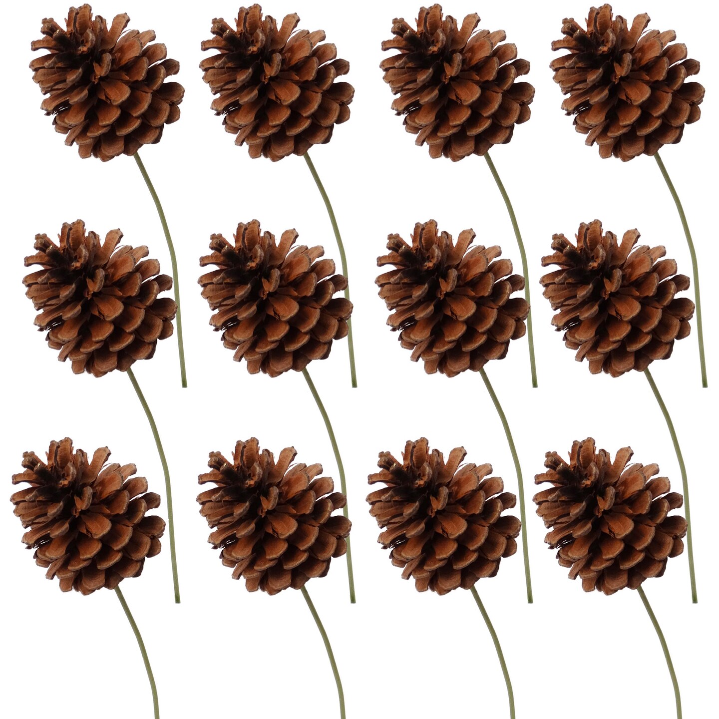 12-Pack: Lacquered Pine Cone Picks - Elegant Holiday Accents, Ideal for Christmas Decor & Arrangements - Perfect for Home, Office - 2024 Christmas Collection, Floral Home by Artificial Flowers