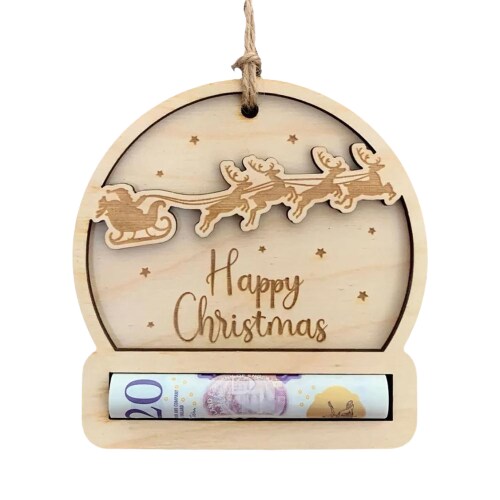 Kitcheniva Unique Wooden Money Holder For Christmas Cash Gift
