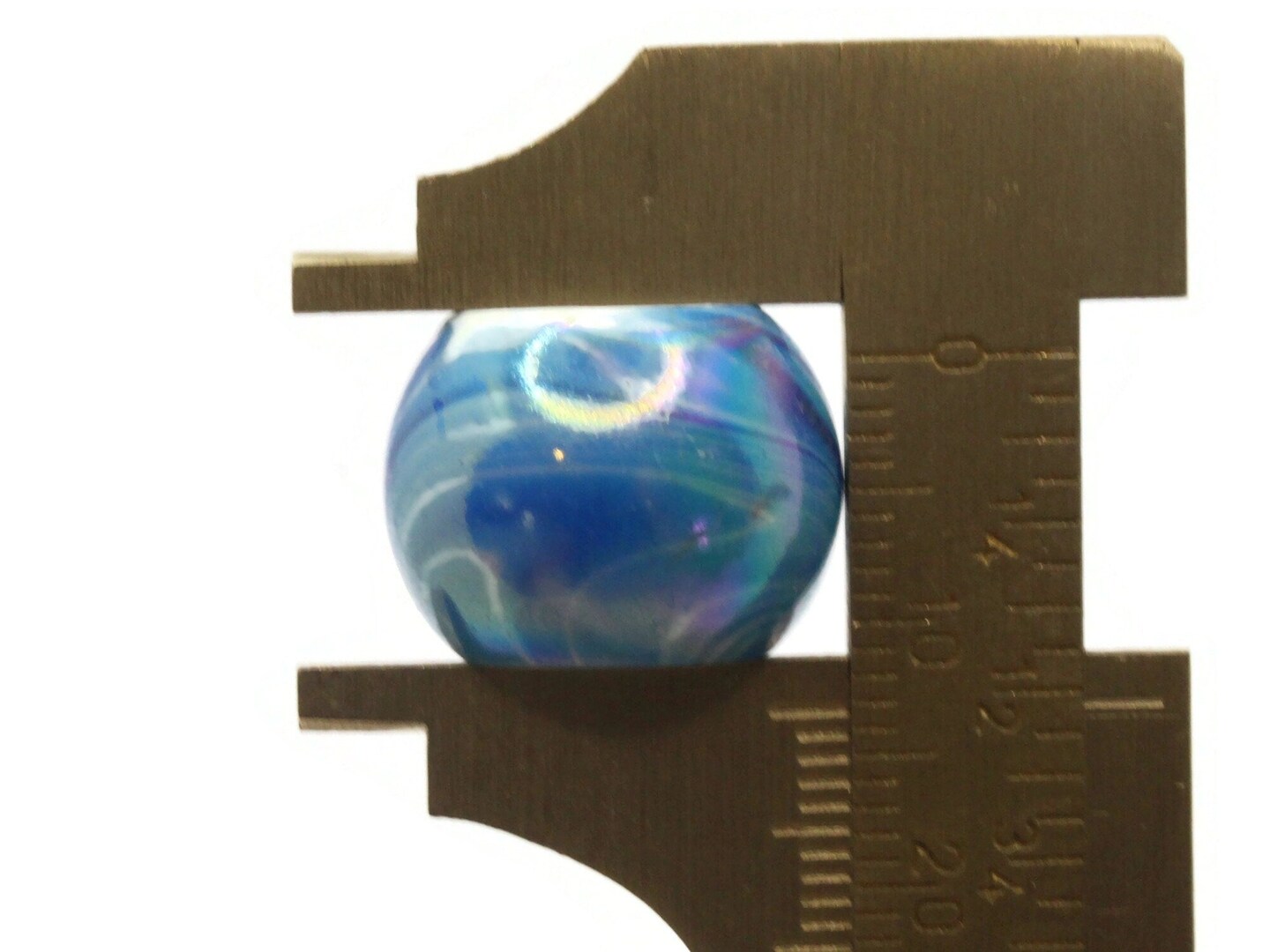 10 17mm Large Hole Macrame Blue Marbleized Round Plastic Beads