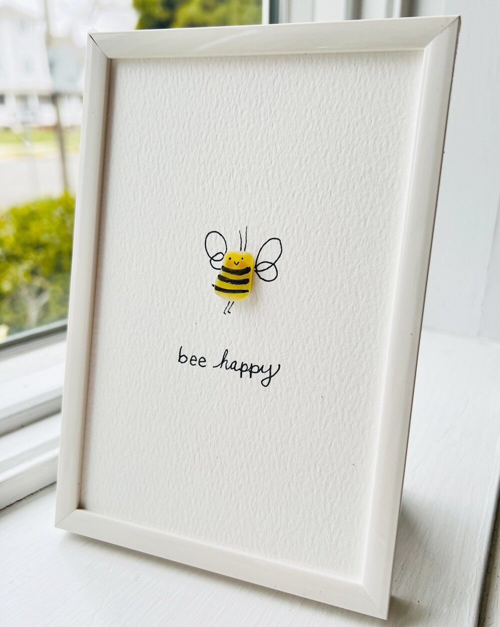 Bee Happy Sea Glass Art, Adorable Bumble Bee Decor