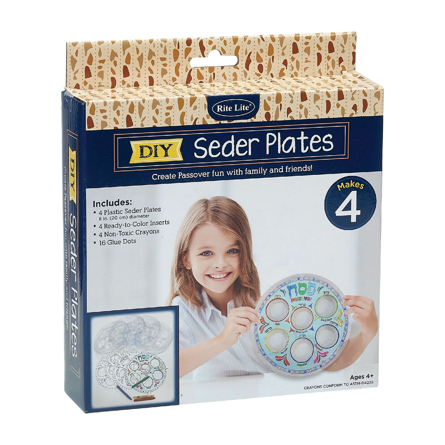 Rite Lite Set of 4 Do it Yourself Passover Seder Plates 8&#x22;