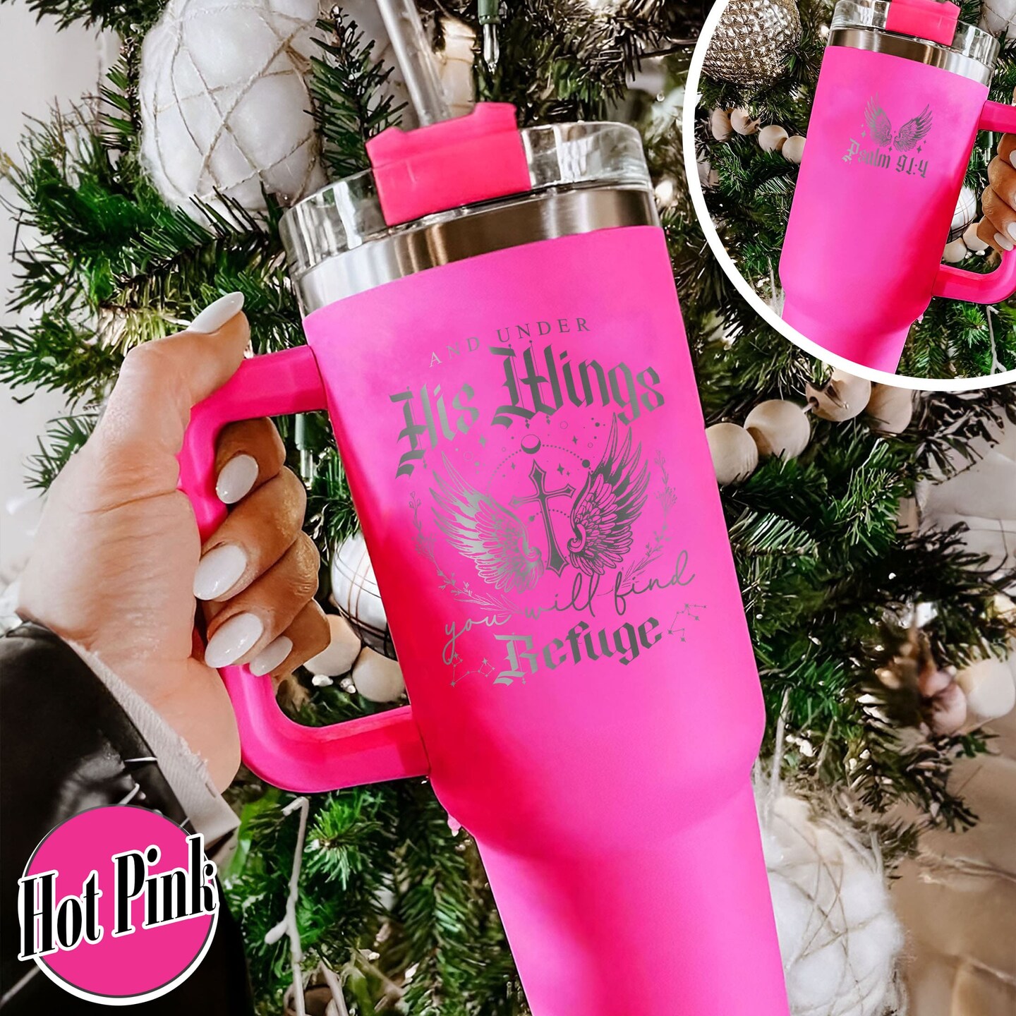 40oz Tumbler With Handle Christmas,Christian Tumbler Engrave