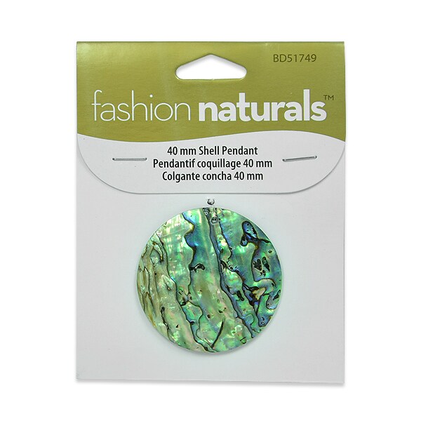 6 Packs of Paua Round Pendant - Green Multi - 40mm