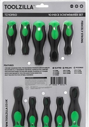 Screwdriver Set, Magnetic Screwdriver Tool Set for DIY Hand Tools, 10 Piece. Set of high-performance screwdrivers with a comfort grip, cross-head screwdriver heads, and flat heads.