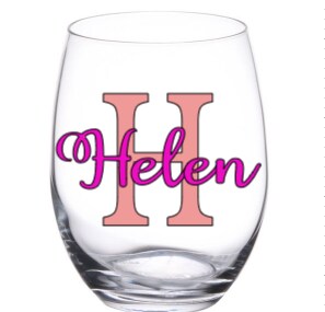 Monogrammed Initial And Name, Personalized stemless wine glasses ...