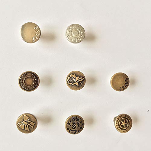 8 Sets Perfect Fit Instant Button, Adjustable Jeans Button Instant, 1 inch Buttons Adds Or Reduces an Inch to Any Pants Waist in Seconds