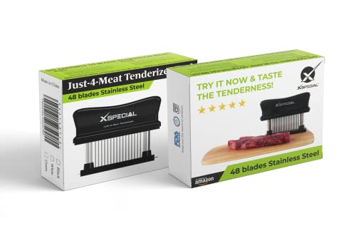 Meat Tenderizer Tool 48-Blades Stainless Steel - Ease to Use & Clean - Kitchen Gadgets Tools with Sharp Needle Makes The Toughest Steak Tender