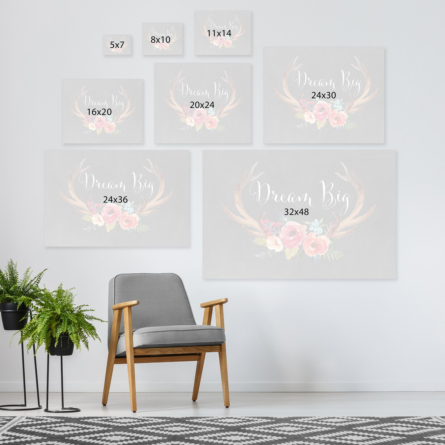 Dream Big Antlers Chalkboard  by Amy Brinkman  Gallery Wrapped Canvas - Americanflat