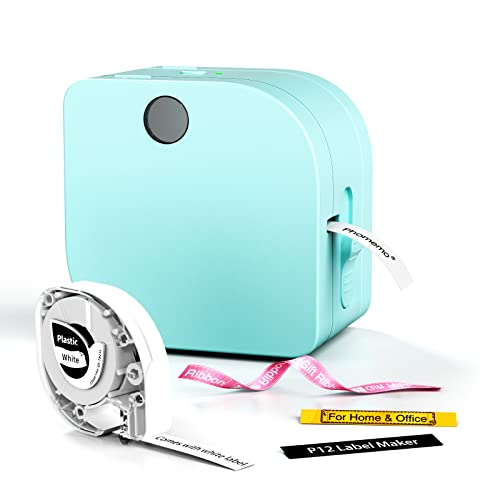Phomemo Label Makers Machine with Tape P12, Mini Sticker Maker with Font for Home Office Organization, Portable Bluetooth Label Printer Support Color Printing, with Labels