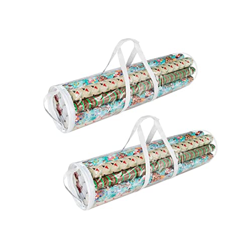 Gift Wrap Storage Bags Holds 40-Inch Rolls of Paper-2 Pack, Clear,X-Large