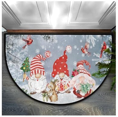 Winter Snow Non Slip Absorbent Doormats 24 x 36 inch Semi Circle Door Floor Mats Area Rugs for Home Kitchen Patio Christmas Gnomes Half Round Door Mat Indoor Entrance
